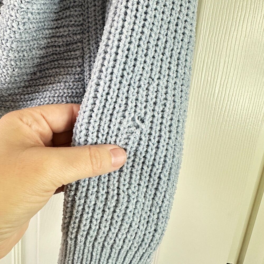 hippie rose sterling blue twist back laceup chunky knit boho sweater size m cozy - Picture 3 of 7